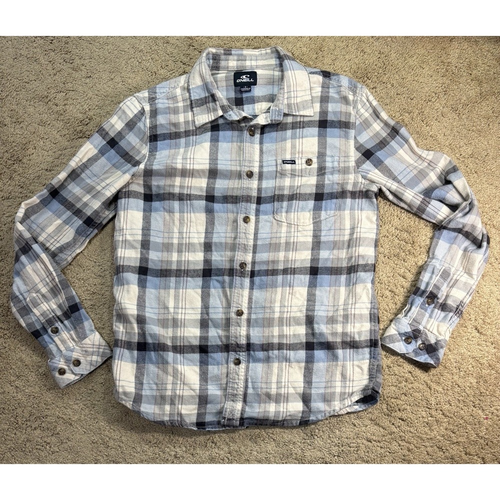 O'Neill Button Down Flannel Shirt Men Small Long Sleeve Plaid Surf Skate Casual